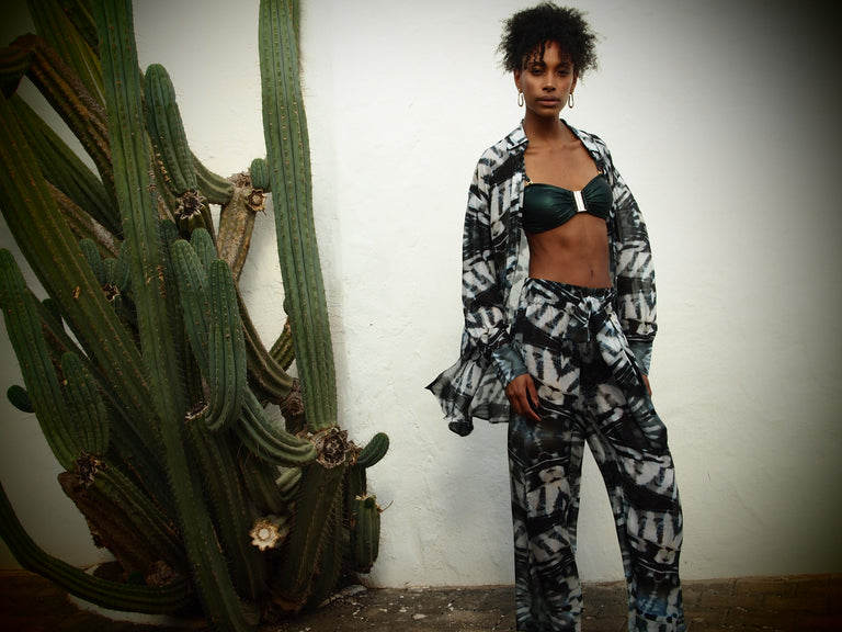 Phoenix Print - Silk wide legged Pants