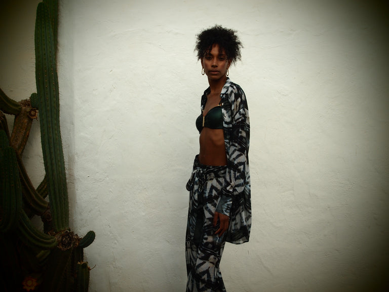 Phoenix Print - Silk wide legged Pants
