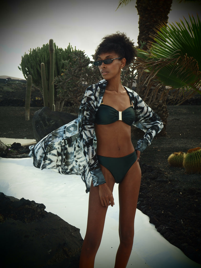 Brooke Bandeau Bikini Top - Metallic Pine green