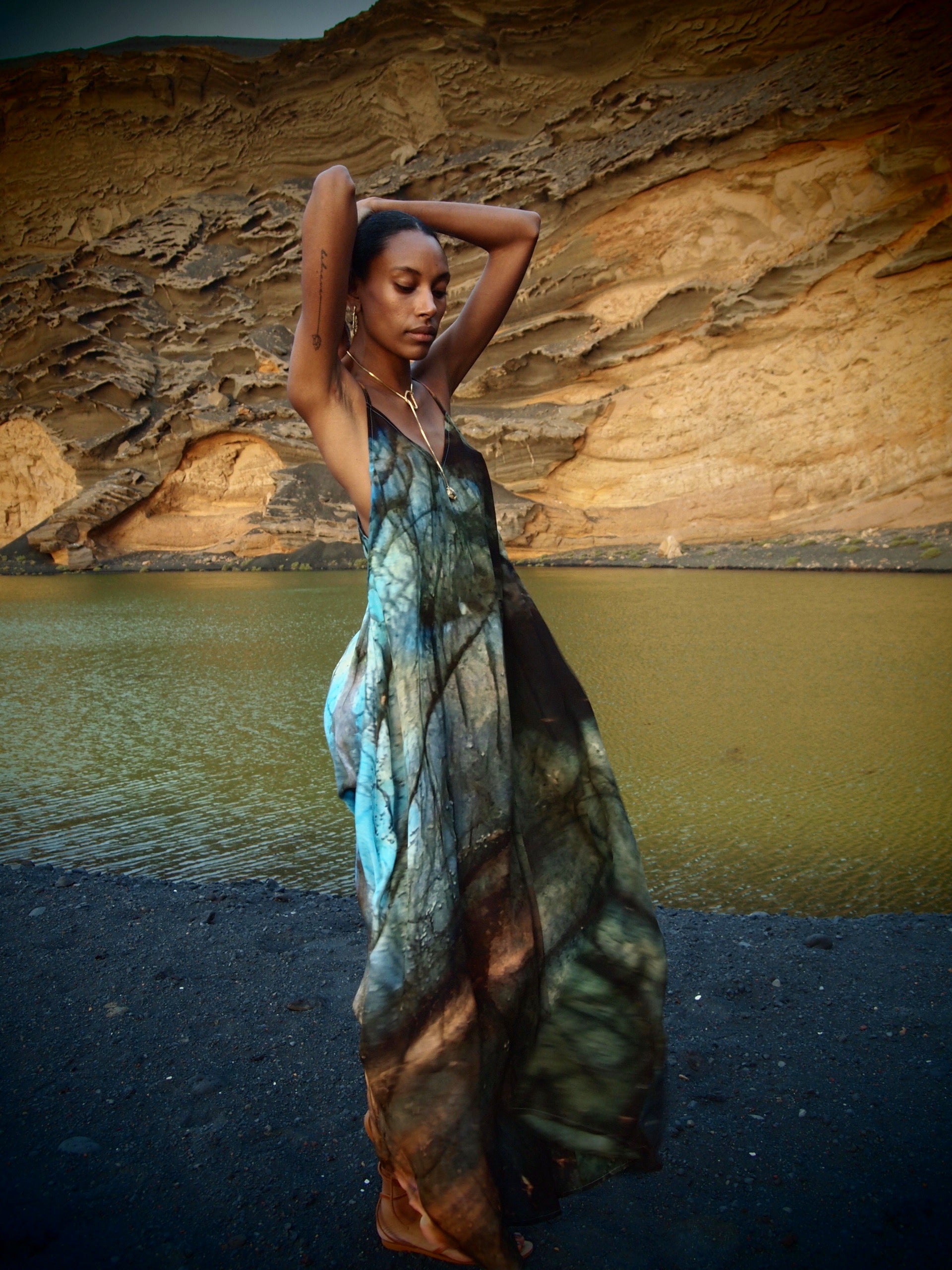 open lace back dress 100% Silk Maxi Dress | Designer Resort Wear