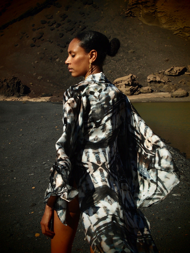 Phoenix print - Bedouin Silk Kimono