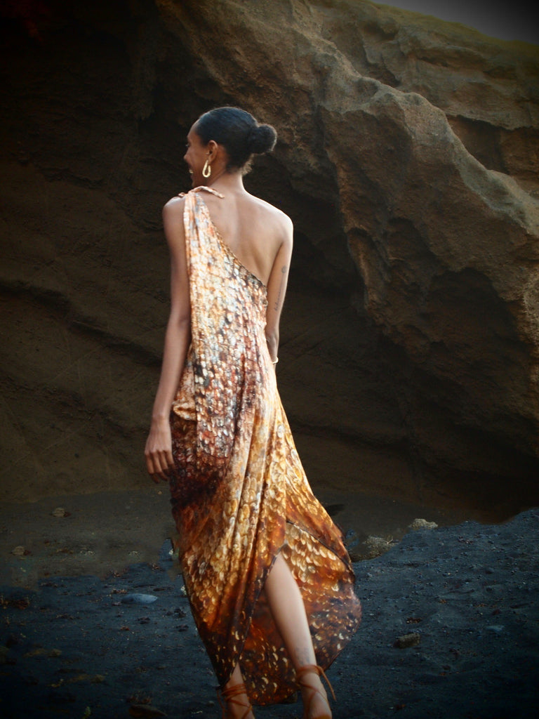 River tie Kaftan in Magma Siren print
