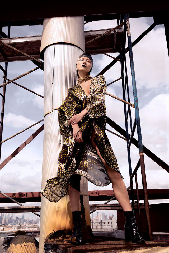 Vixen Print Vivienne Silk Kimono