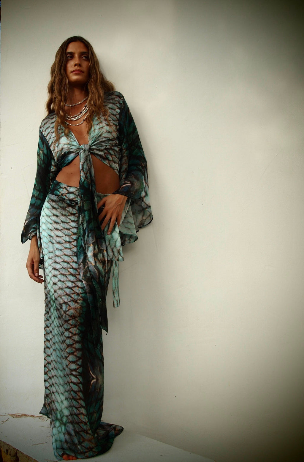 Lola Wrap Shirt -  Aqua Siren