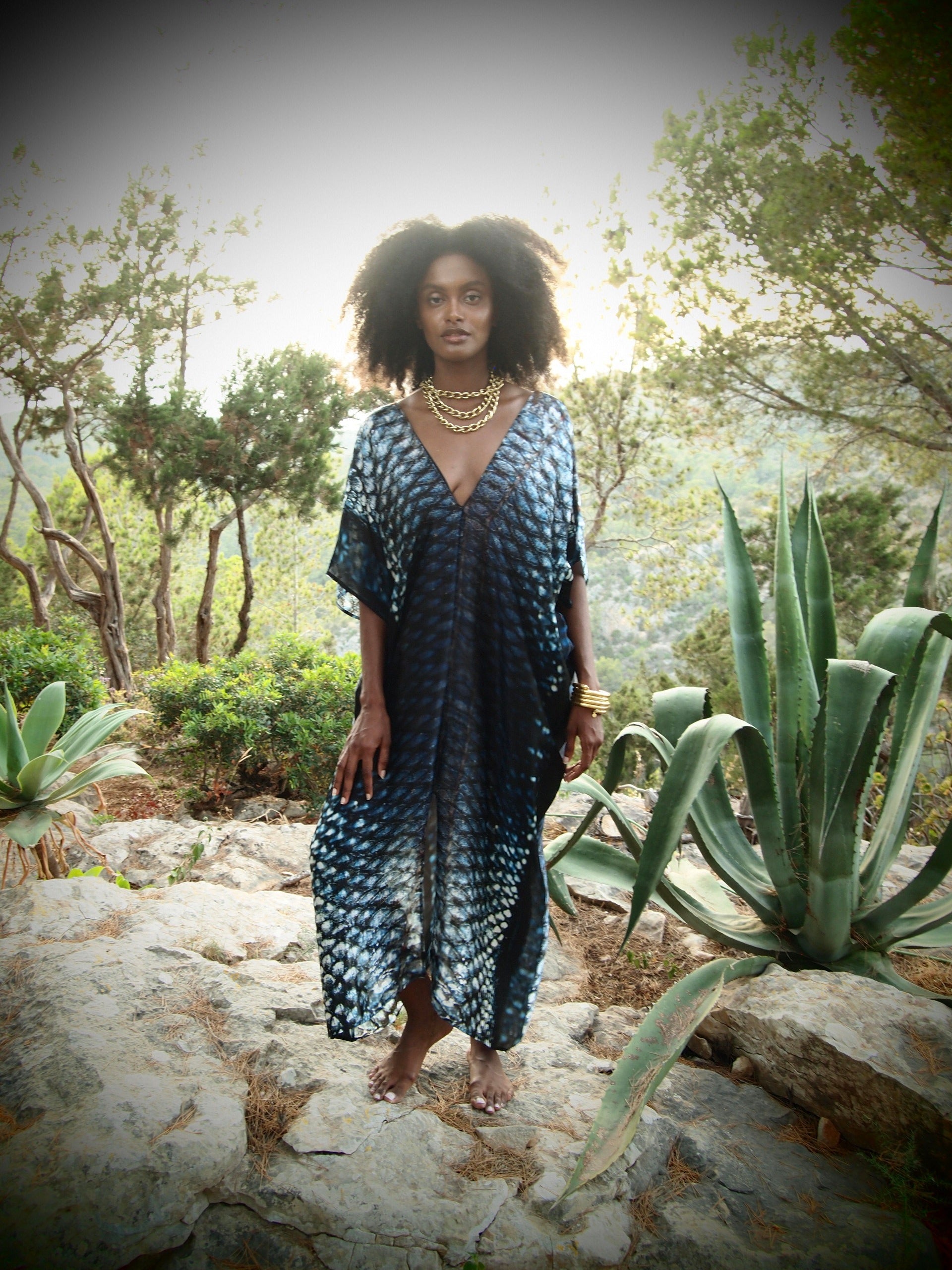 Boheme Silk Kaftan - Indigo Skylla
