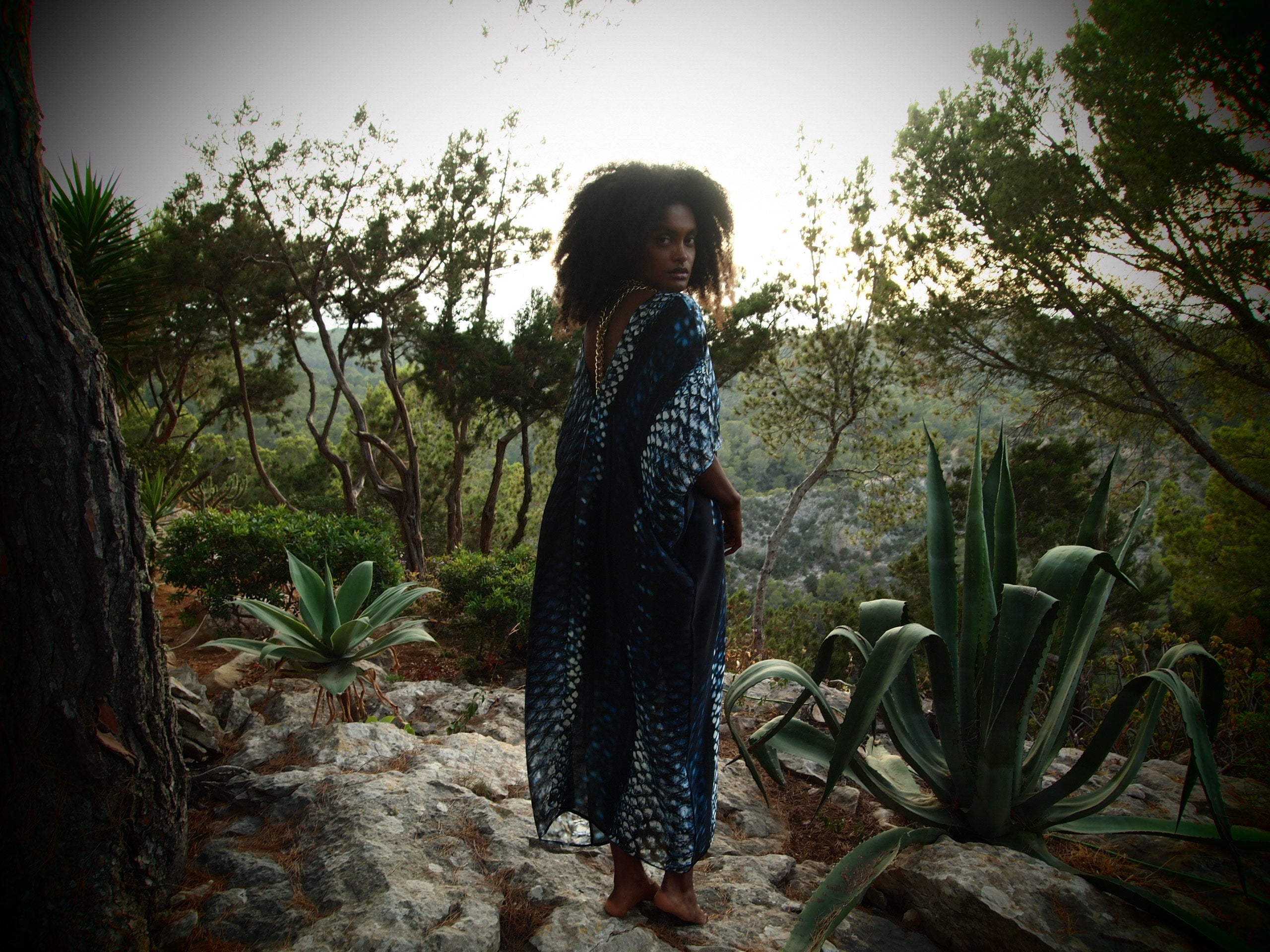 Boheme Silk Kaftan - Indigo Skylla