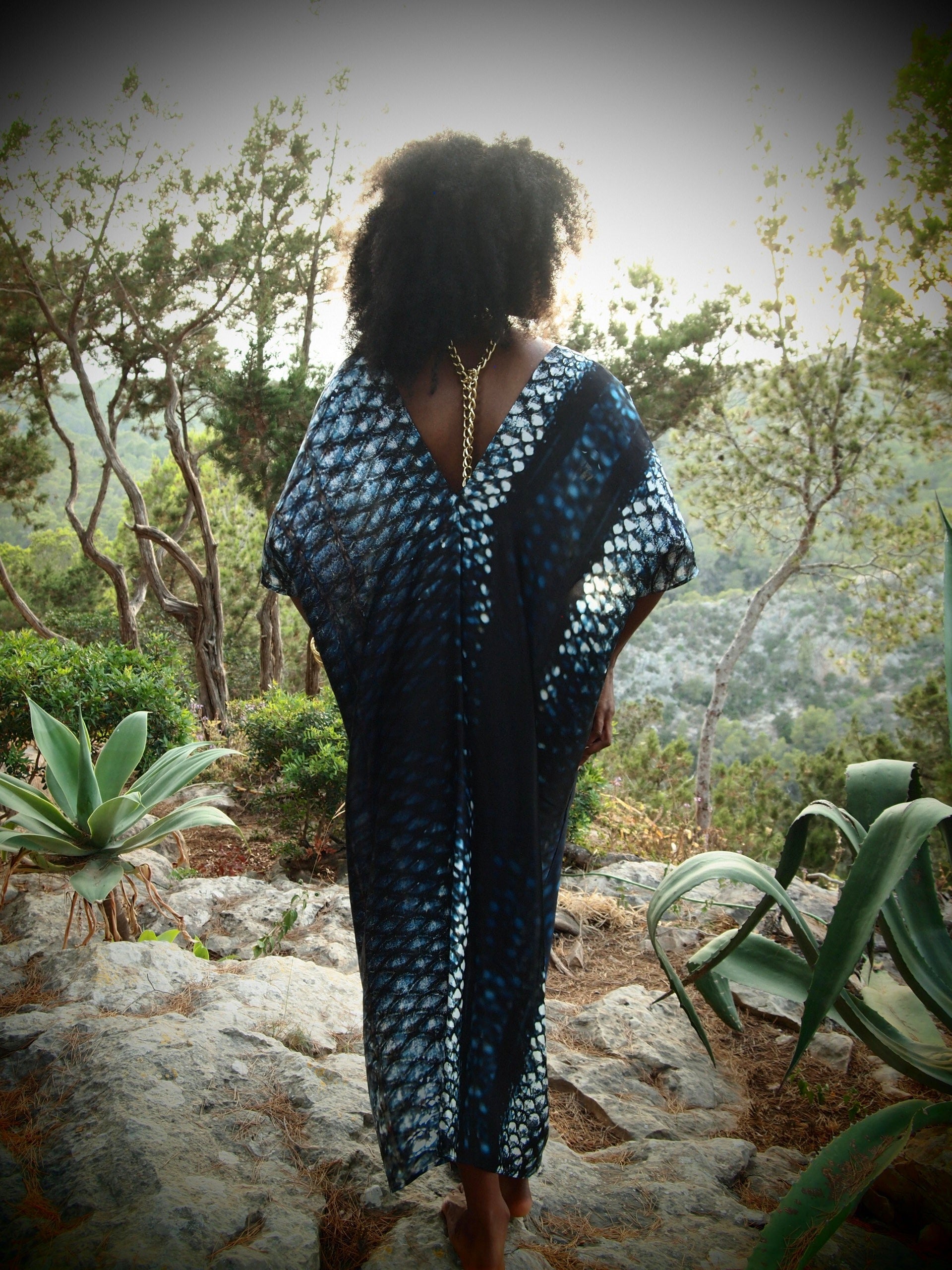 Boheme Silk Kaftan - Indigo Skylla