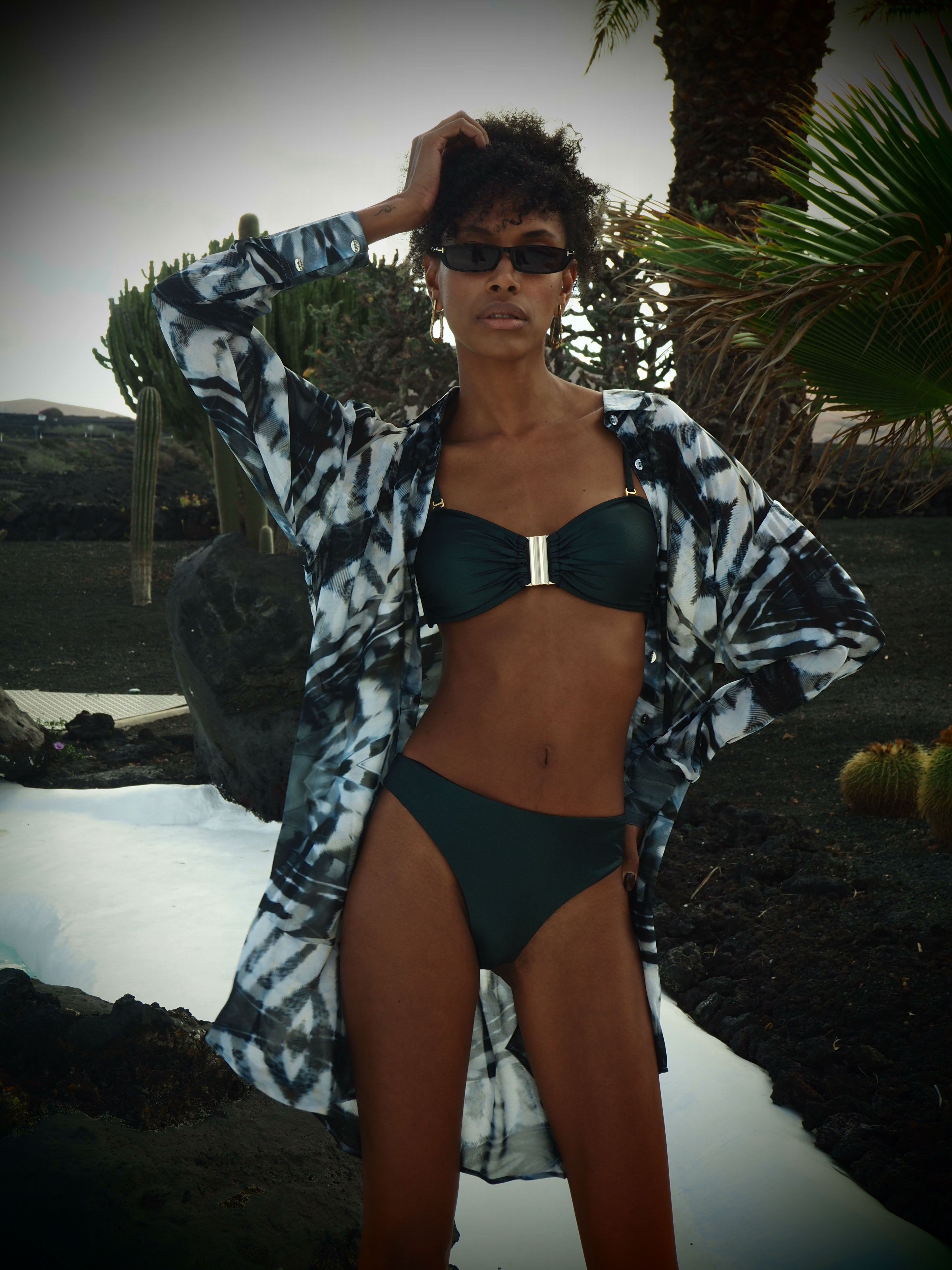 Cheeky Bikini Briefs - Metallic Pine green