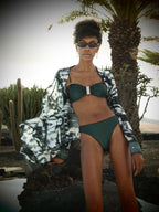 Brooke Bandeau Bikini Top - Metallic Pine green