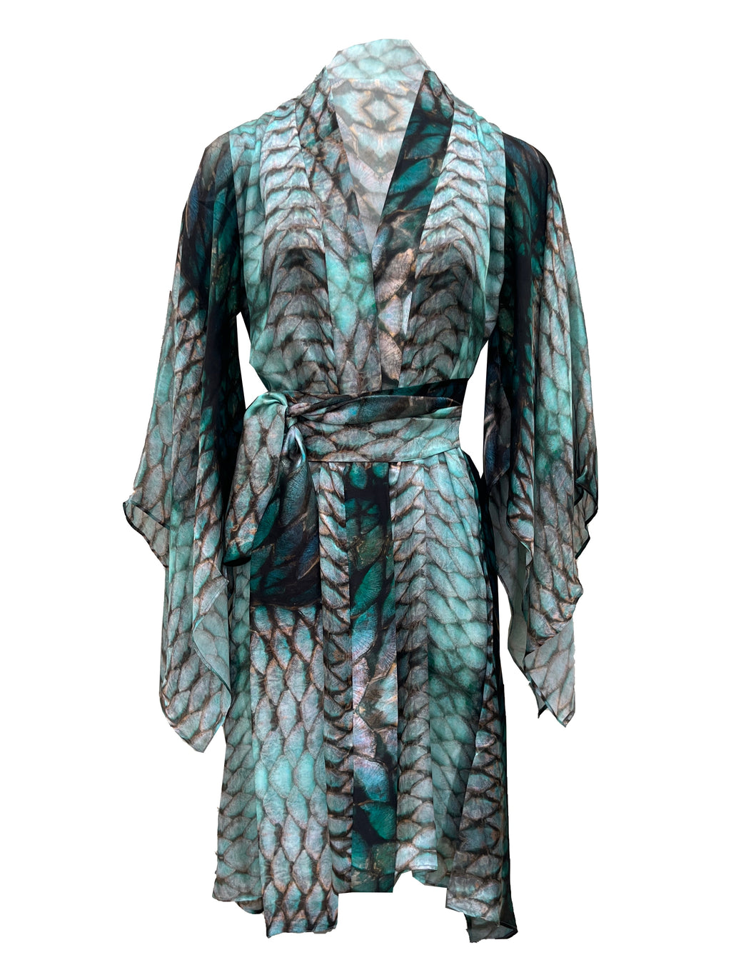 Bedouin Silk Kimono - Aqua Siren