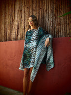 Cindy 3-Way Silk Kaftan - Aqua Siren