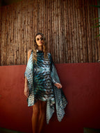 Cindy 3-Way Silk Kaftan - Aqua Siren