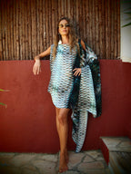 Cindy 3-Way Silk Kaftan - Aqua Siren