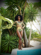 Decadence Long Sleeve High-waist Bikini - Metallic Gold