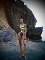 Bond Bandeau Swimsuit Metallic Gold