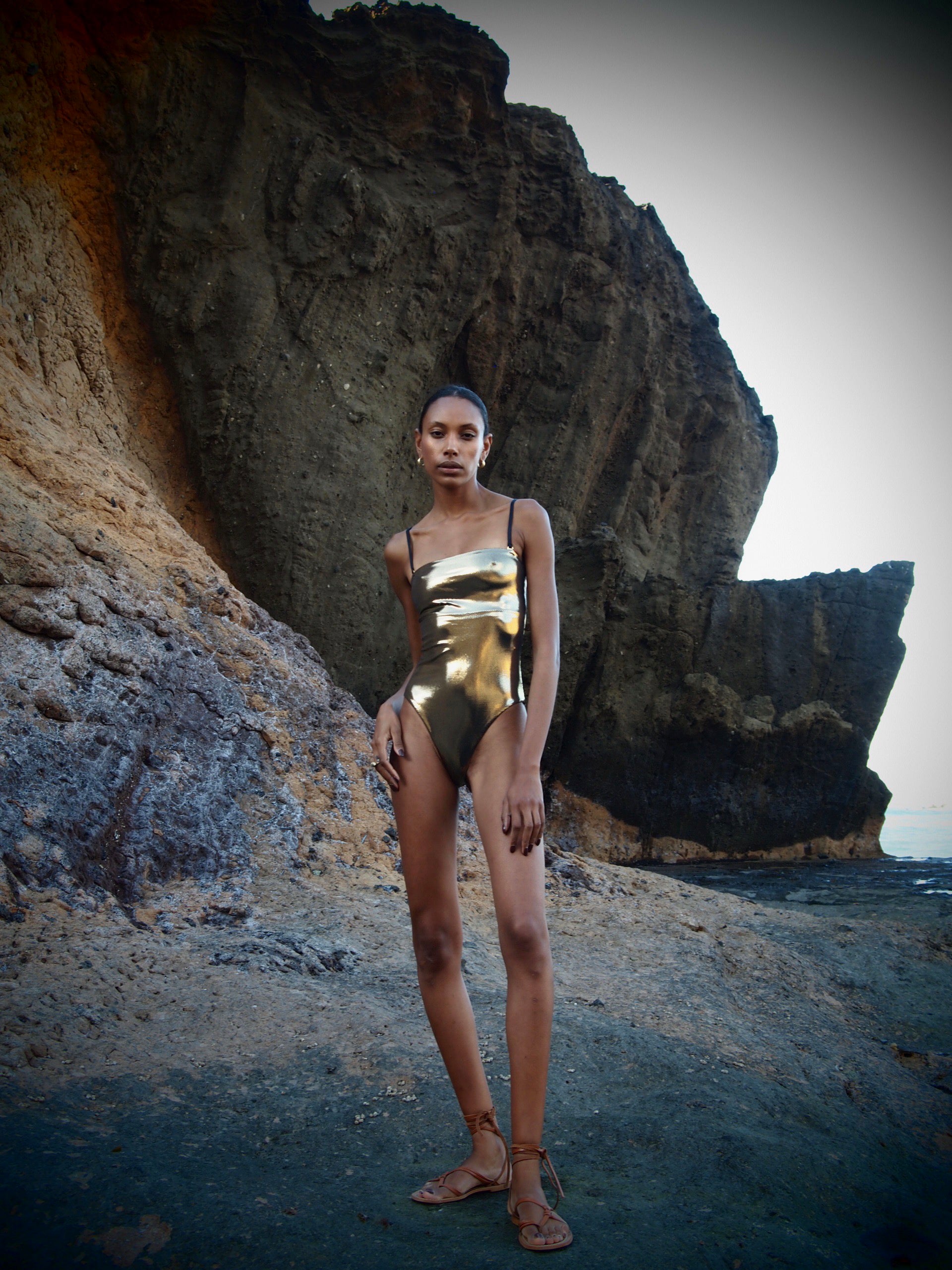 Bond Bandeau Swimsuit Metallic Gold