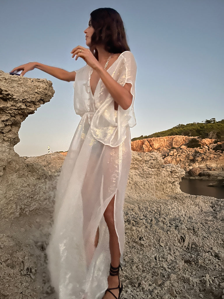 Gold/Oyster Metallic Venus Kaftan