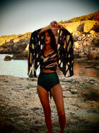 Lola Wrap Shirt -  Obsidian Print