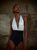Marilyn Swimsuit in 2-tone Gold Texture and black Metallic