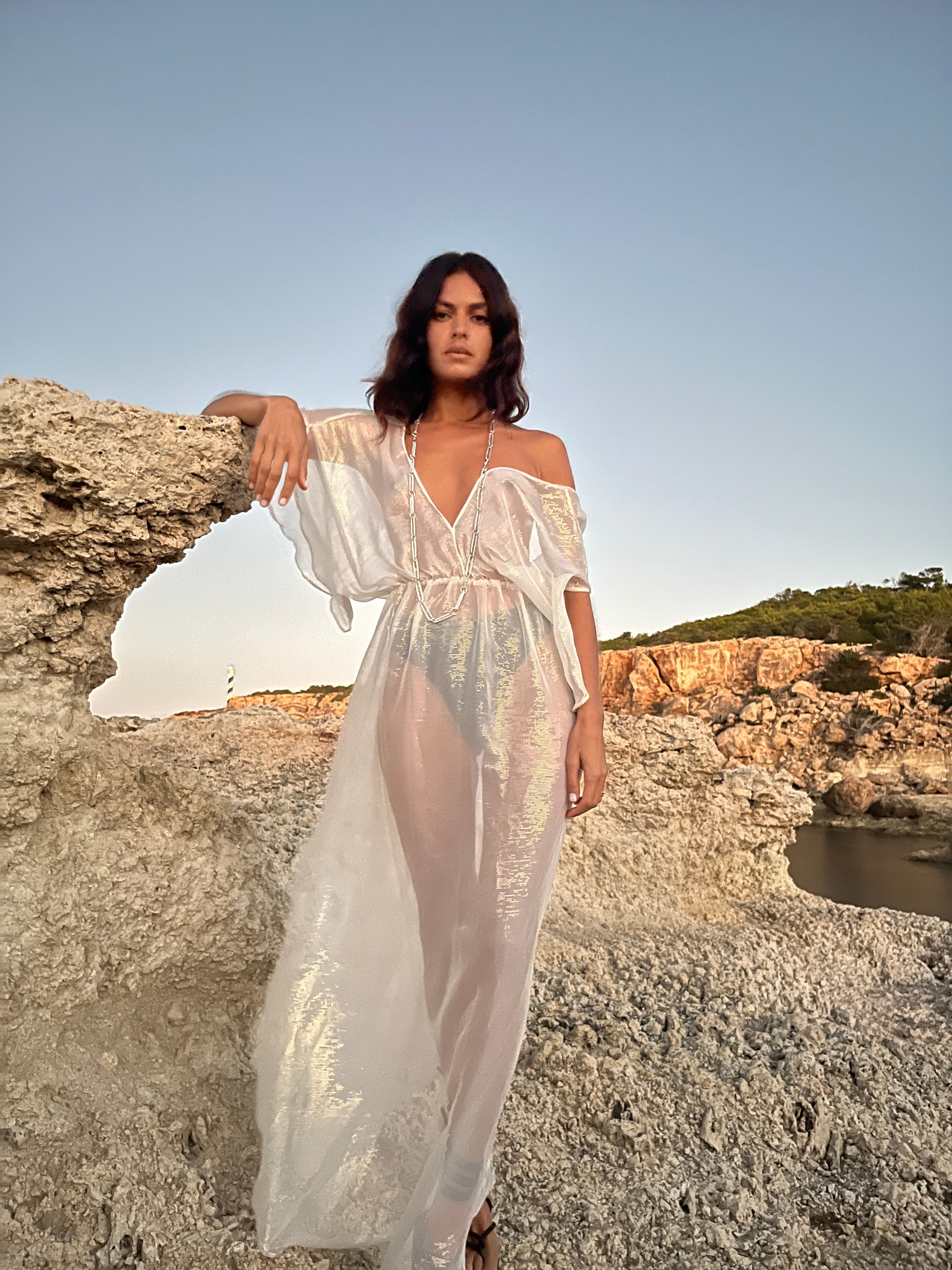 Gold/Oyster Metallic Venus Kaftan