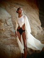 Gold/Oyster Metallic Silk - Vivian Kimono