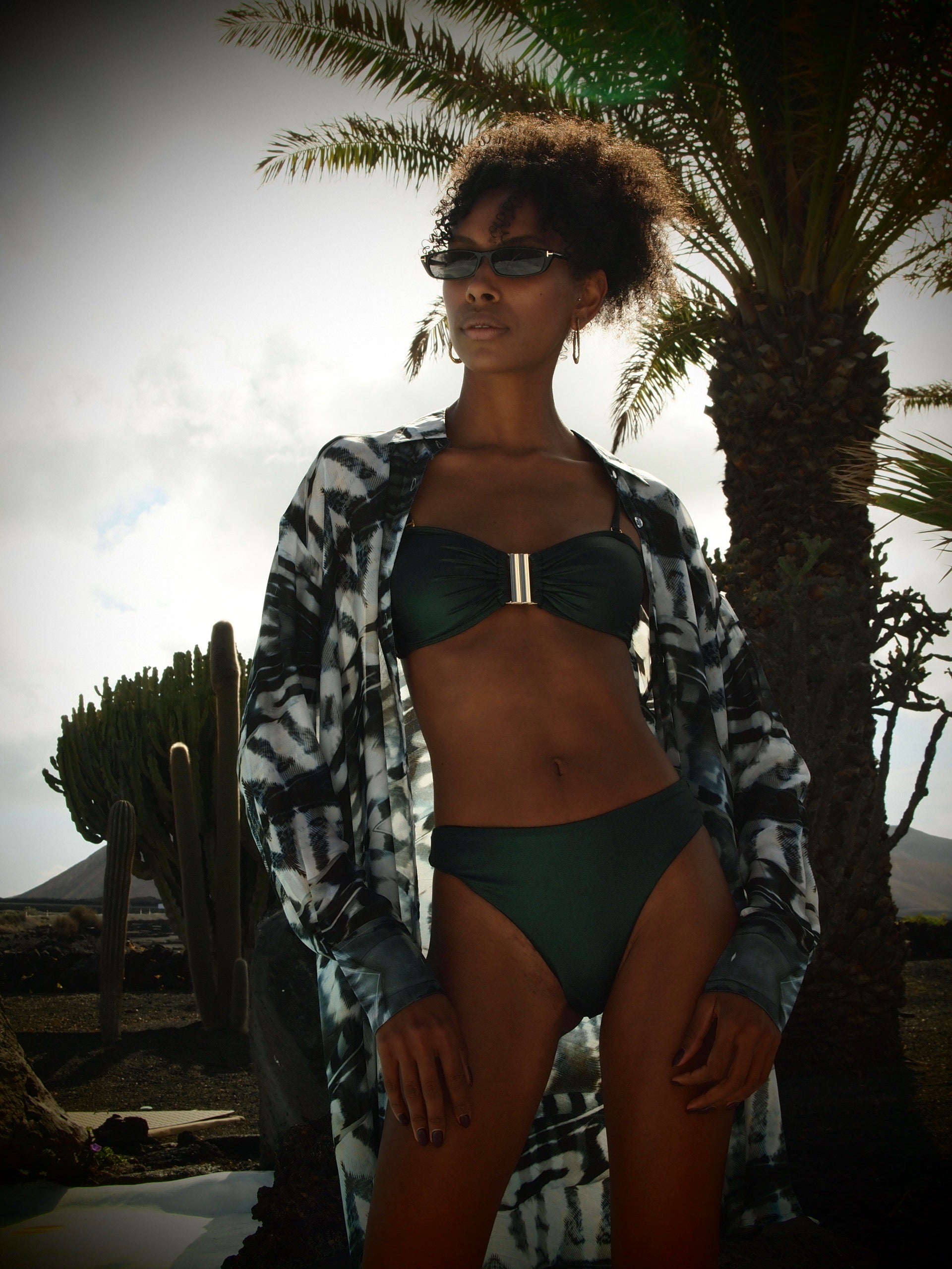 Brooke Bandeau Bikini Top - Metallic Pine green