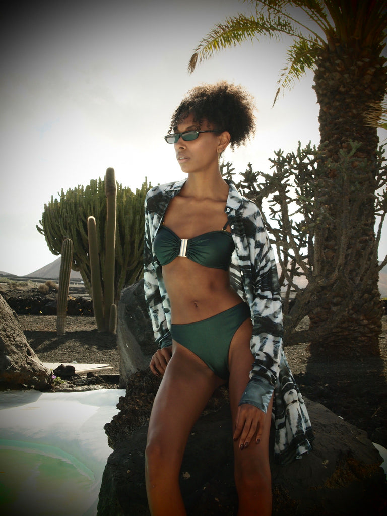 Brooke Bandeau Bikini Top - Metallic Pine green