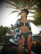 Brooke Bandeau Bikini Top - Metallic Pine green