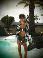 Brooke Bandeau Bikini Top - Metallic Pine green