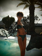 Brooke Bandeau Bikini Top - Metallic Pine green