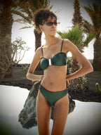 Brooke Bandeau Bikini Top - Metallic Pine green