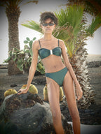 Brooke Bandeau Bikini Top - Metallic Pine green