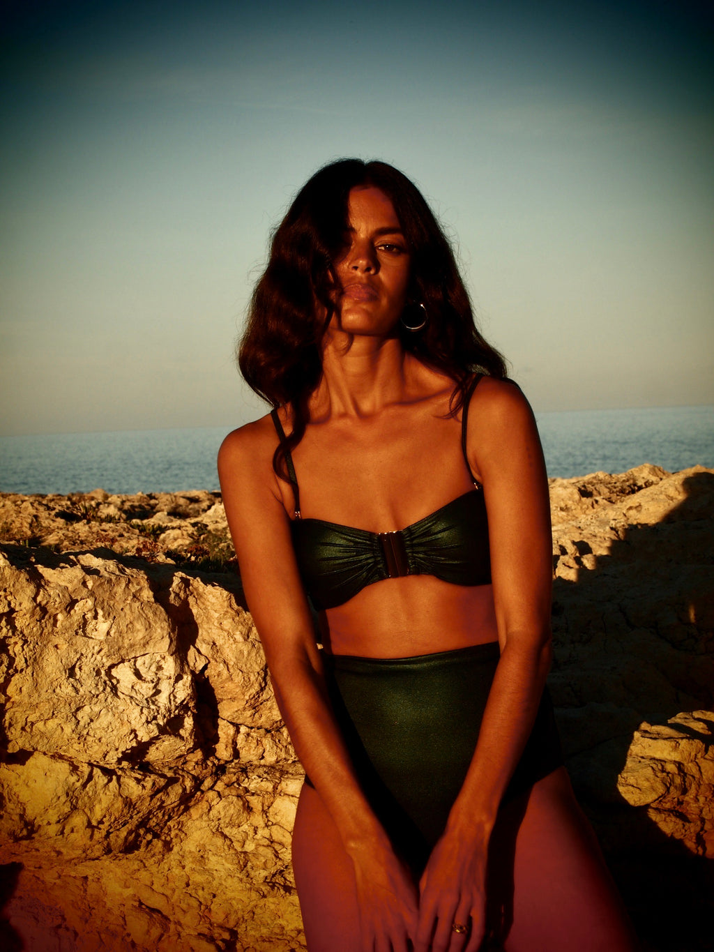 High-waist Briefs - Metallic Pine green