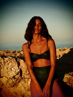 High-waist Briefs - Metallic Pine green