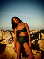 High-waist Briefs - Metallic Pine green