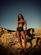 High-waist Briefs - Metallic Pine green