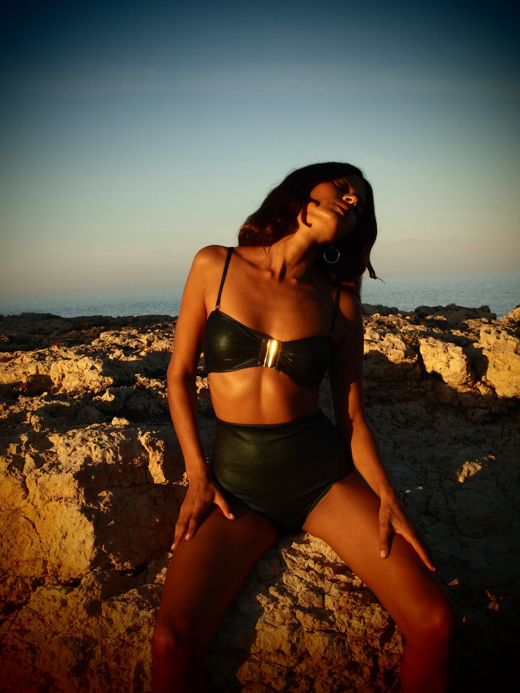 High-waist Briefs - Metallic Pine green