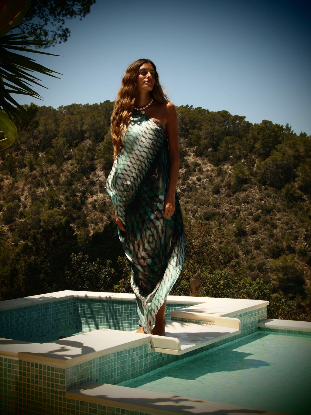 River tie Kaftan - Aqua Siren