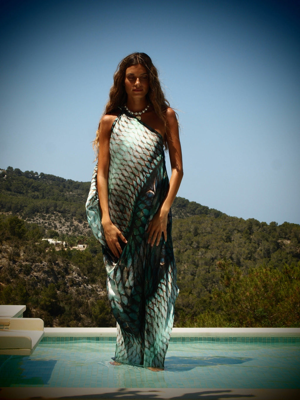 River tie Kaftan - Aqua Siren