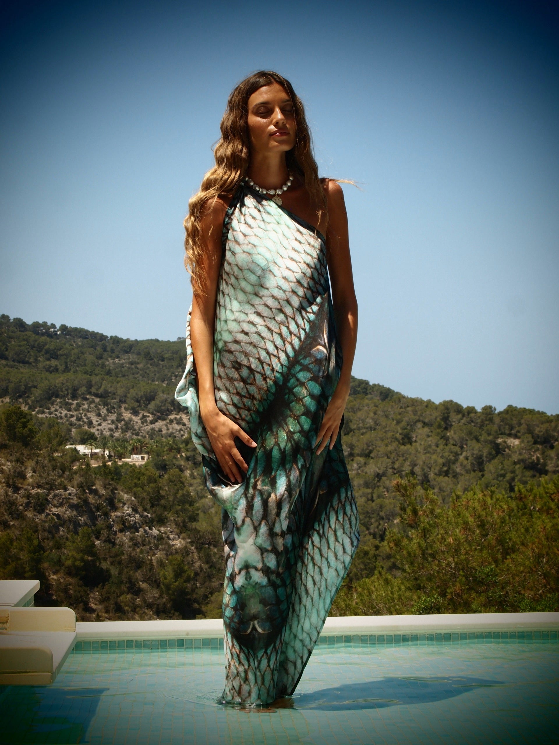 River tie Kaftan - Aqua Siren