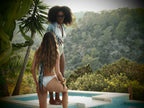 Marilyn Swimsuit in Gold Texture and Oyster Crushed Velvet