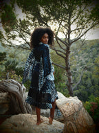 Bedouin Silk Kimono (Short) - Indigo Skylla