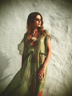 Metallic Venus Kaftan - Sage Green