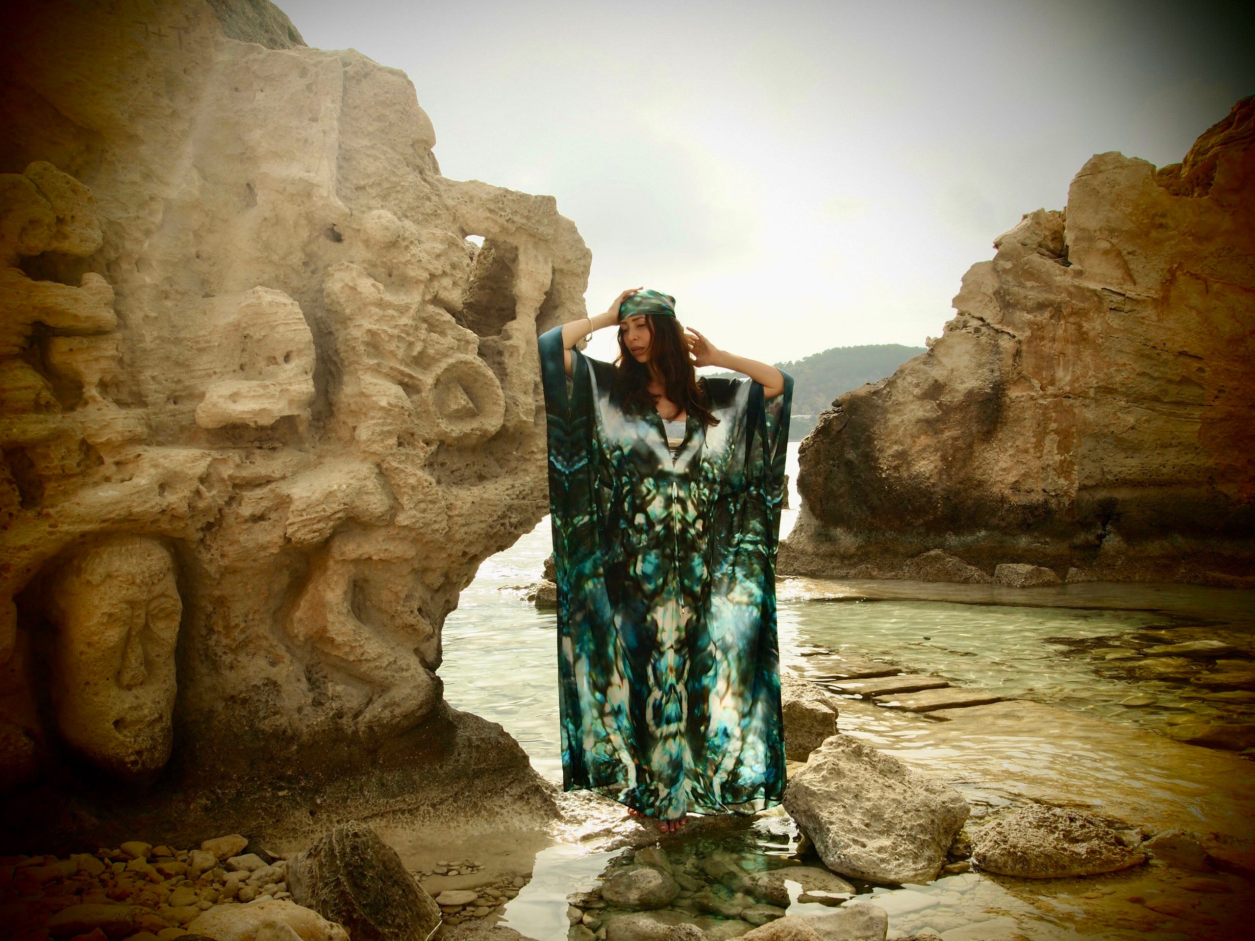 Silk Kaftan in Marah print | Luxury Beachwear | MONA SWIMS