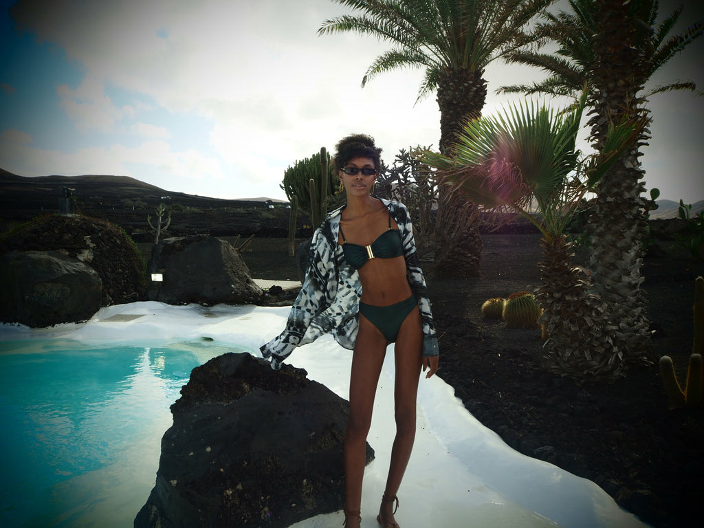 Cheeky Bikini Briefs - Metallic Pine green