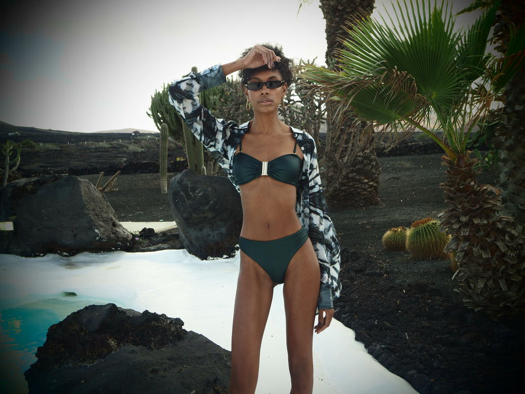 Brooke Bandeau Bikini Top - Metallic Pine green