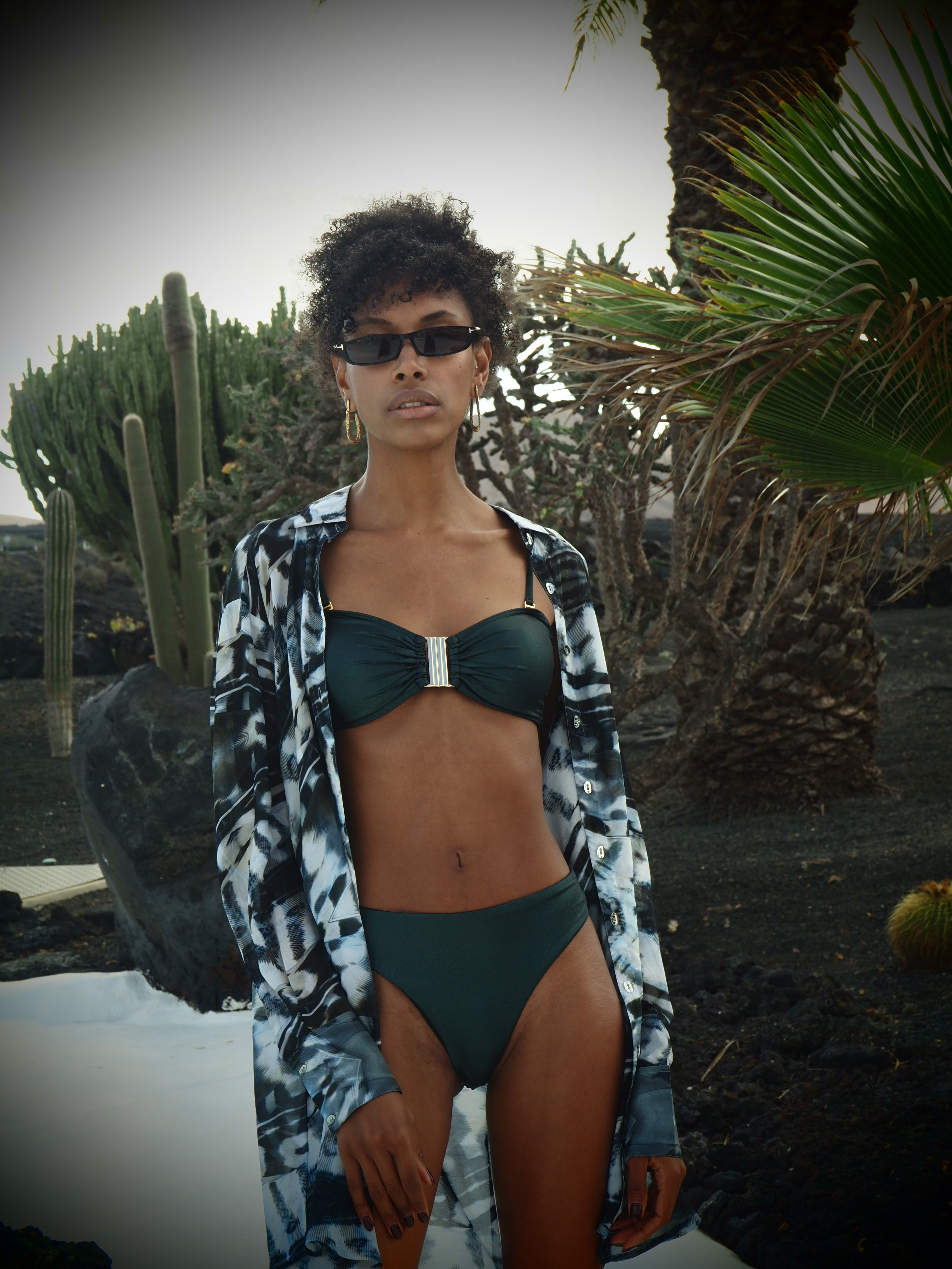 Brooke Bandeau Bikini Top - Metallic Pine green