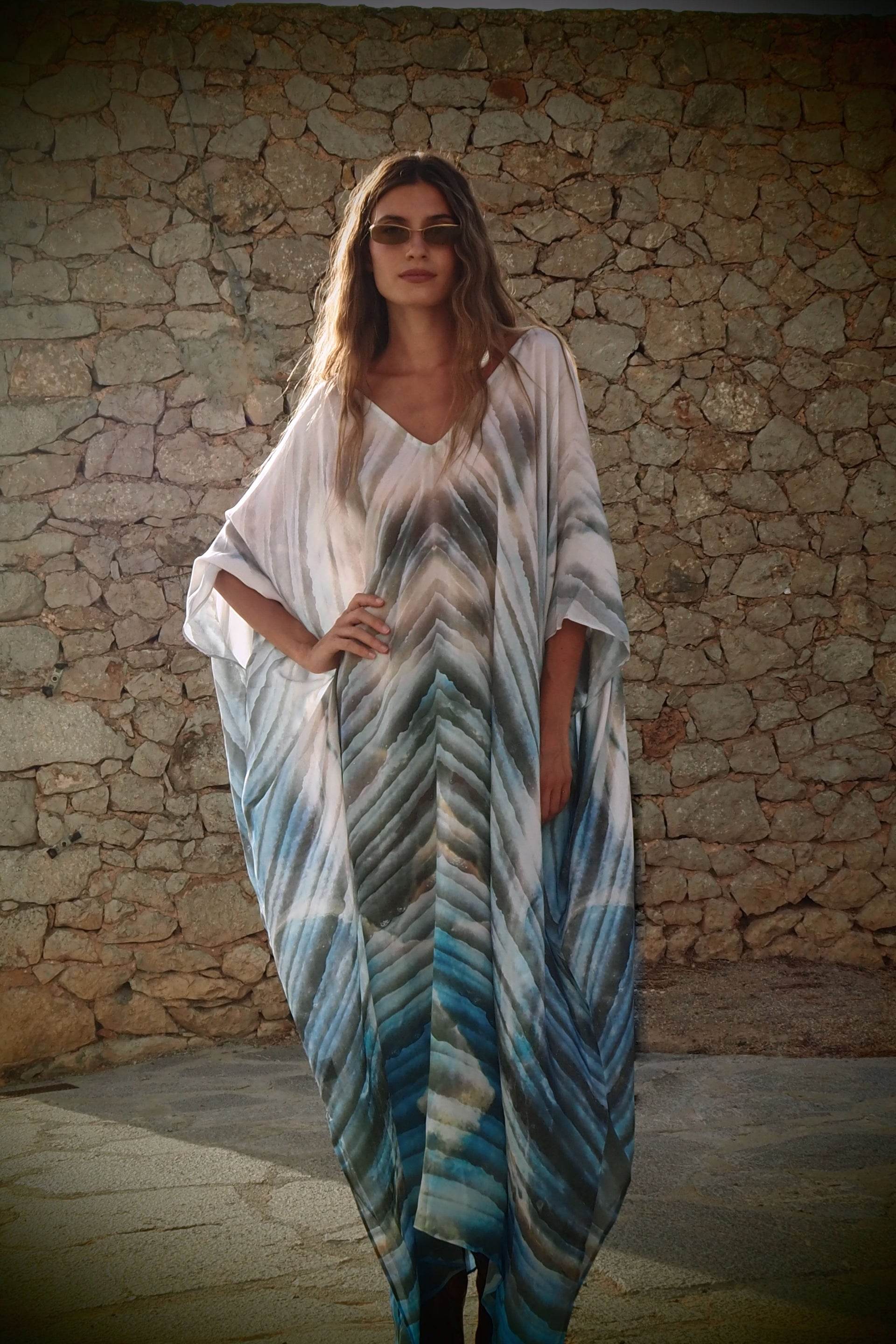 100% Silk Ashtanga Kaftan | Designer Resort Wear