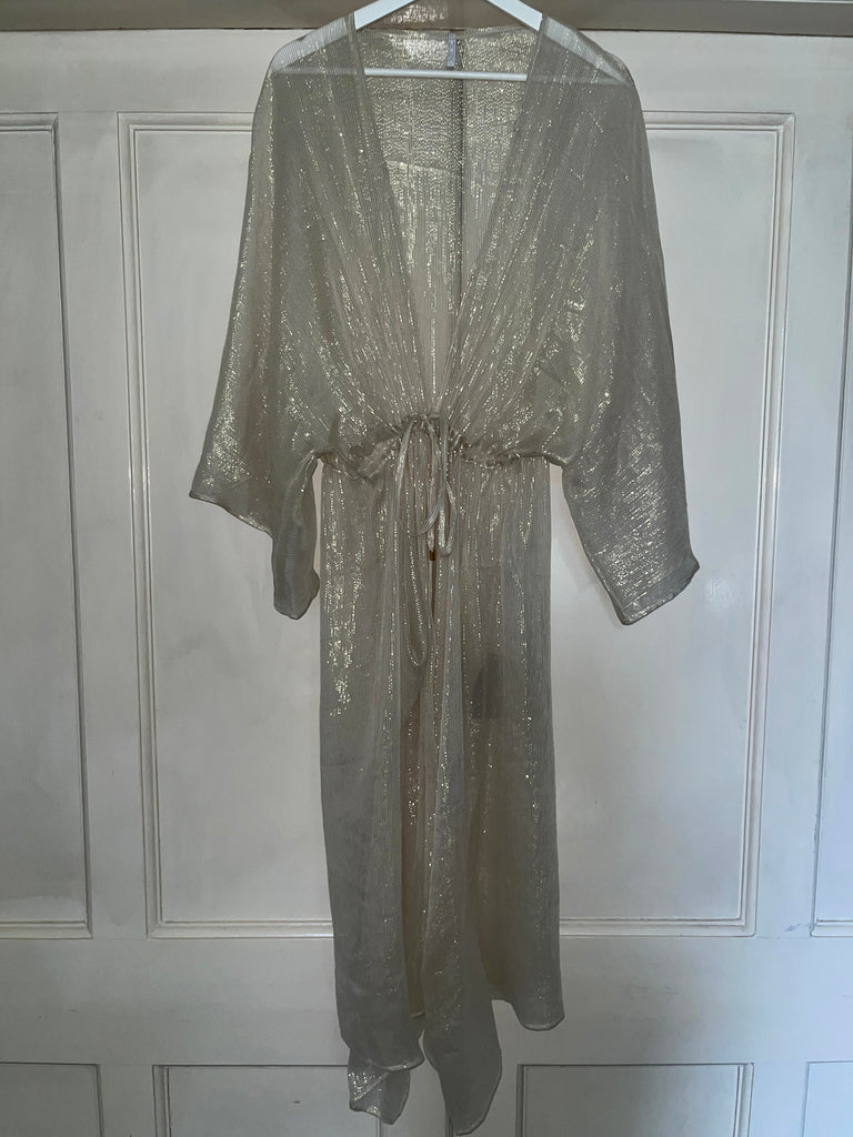 Gold/Oyster Metallic Silk - Vivian Kimono