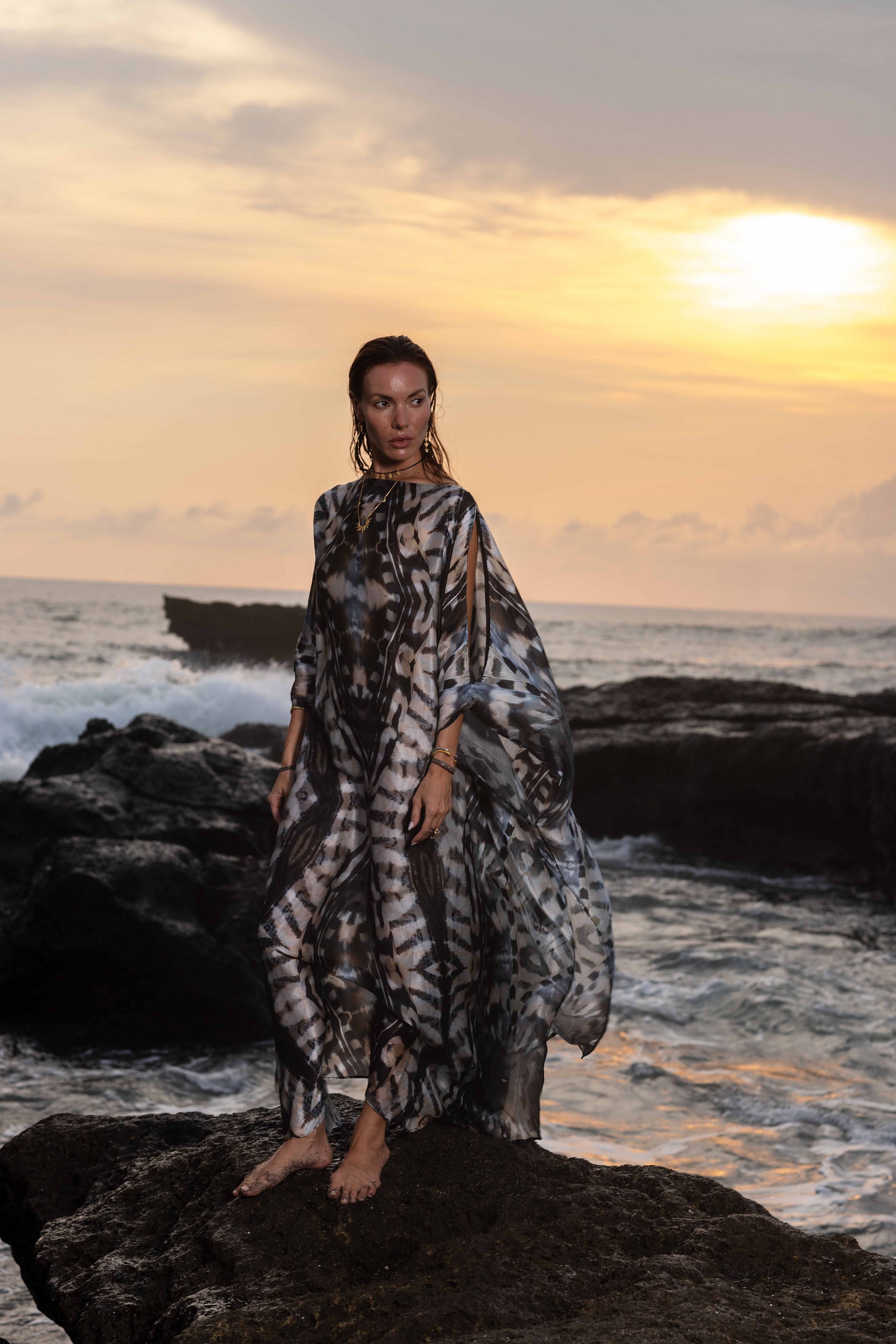 Phoenix Print - Zandra Silk Kaftan